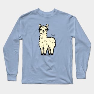 Adorable Llama Character, Happy Animal Doodle Long Sleeve T-Shirt